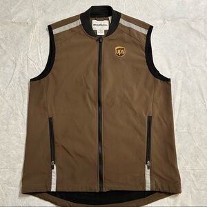 UPS Sleeveless Reflective Fleece Vest Zip Brown Delivery Employee Uniform Mens M